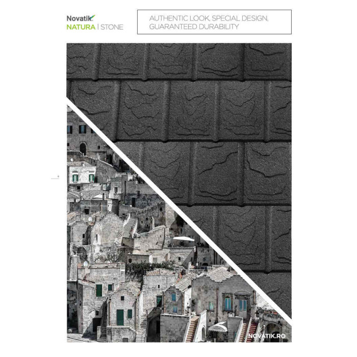 Композитна черепиця Novatik Natura Stone Graphite gray